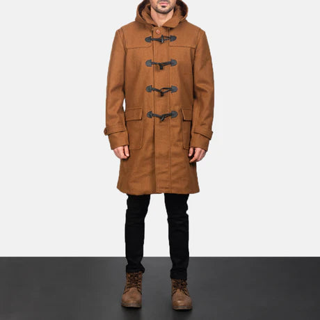 Drake Grey Wool Hooded Duffle Coat