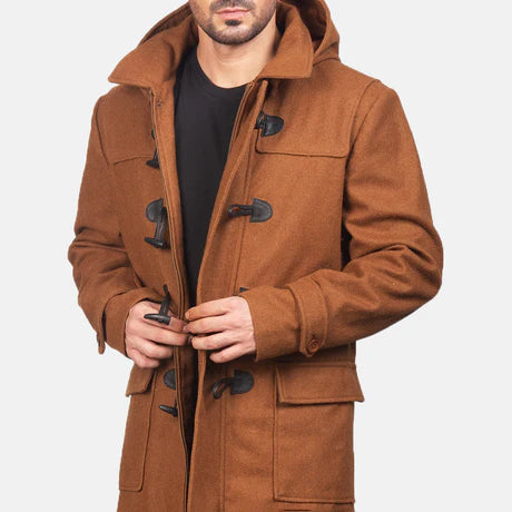 Drake Grey Wool Hooded Duffle Coat