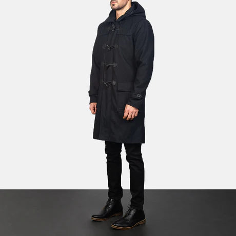 Drake Grey Wool Hooded Duffle Coat