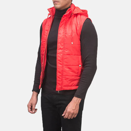 Fuston Blue Hooded Puffer Vest