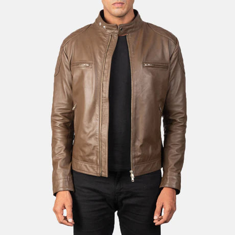 Gatsby Blue Leather Biker Jacket