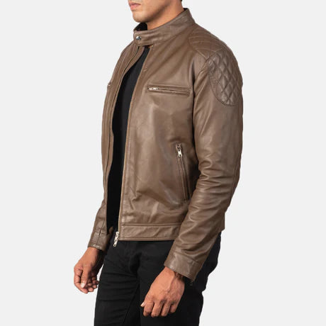 Gatsby Blue Leather Biker Jacket