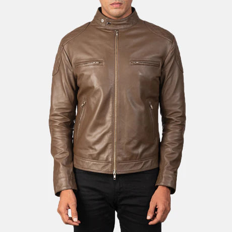 Gatsby Blue Leather Biker Jacket