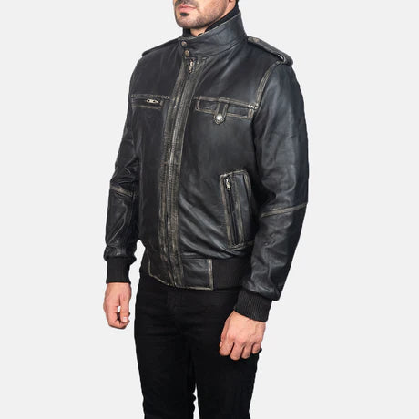 Glen Street Brown Leather Bomber Jacket