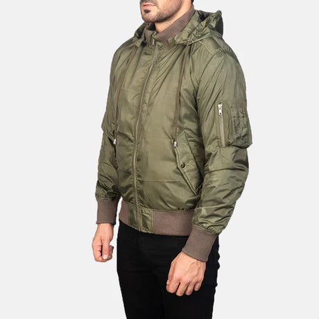 Hanklin Ma-1 Blue Hooded Bomber Jacket