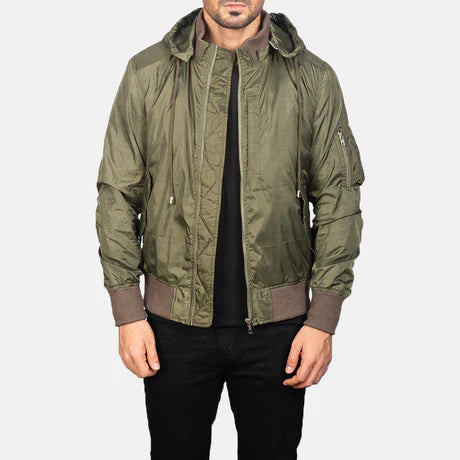 Hanklin Ma-1 Blue Hooded Bomber Jacket