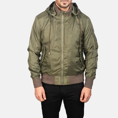 Hanklin Ma-1 Blue Hooded Bomber Jacket