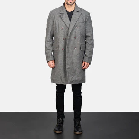 Claud Grey Wool Double Breasted Coat