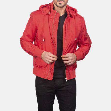 Hanklin Ma-1 Blue Hooded Bomber Jacket