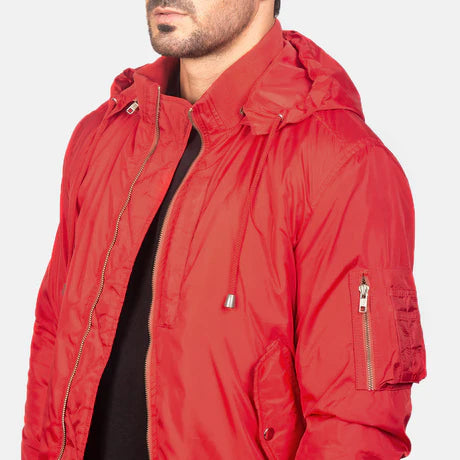 Hanklin Ma-1 Blue Hooded Bomber Jacket