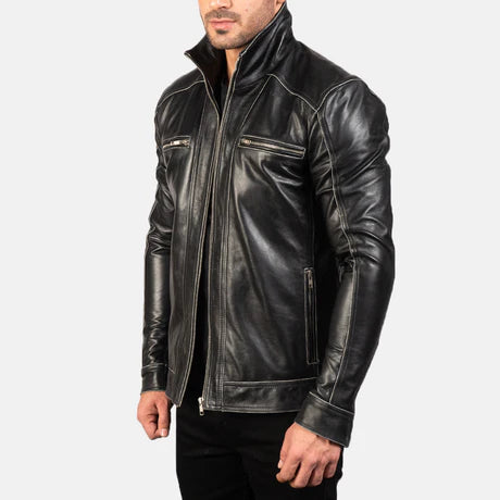 Hudson Brown Leather Biker Jacket