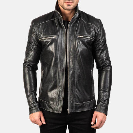 Hudson Brown Leather Biker Jacket