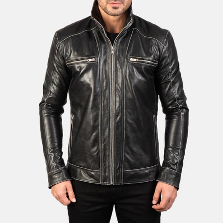 Hudson Brown Leather Biker Jacket