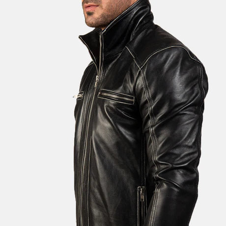 Hudson Brown Leather Biker Jacket