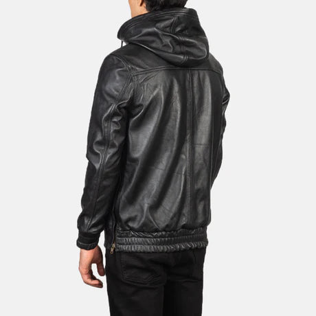 Kenton Hooded Brown Leather Pullover Jacket