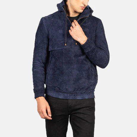Kenton Hooded Brown Leather Pullover Jacket