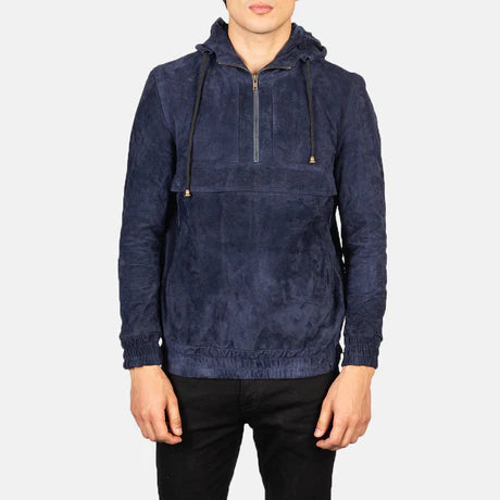 Kenton Hooded Brown Leather Pullover Jacket