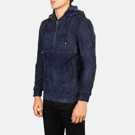 Kenton Hooded Brown Leather Pullover Jacket