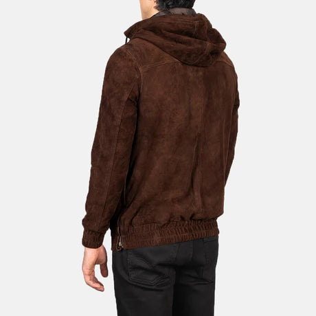 Kenton Hooded Brown Leather Pullover Jacket