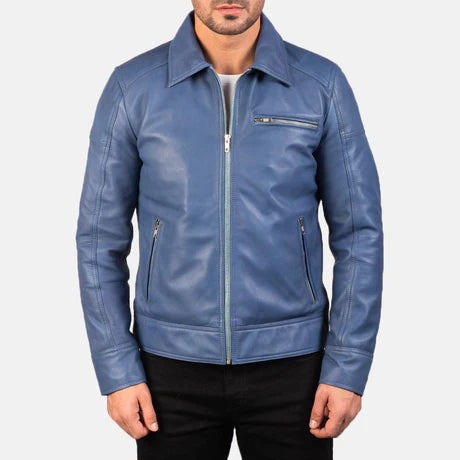 Lavendard Brown Leather Biker Jacket