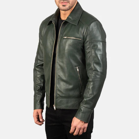 Lavendard Brown Leather Biker Jacket