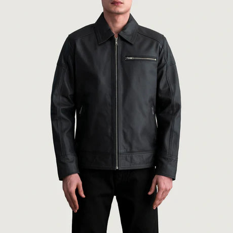 Lavendard Brown Leather Biker Jacket