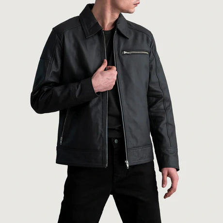 Lavendard Brown Leather Biker Jacket