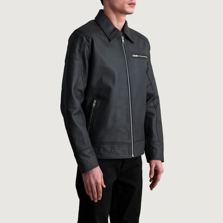 Lavendard Brown Leather Biker Jacket