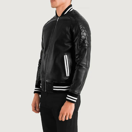 Pascal Maroon Leather Varsity Jacket