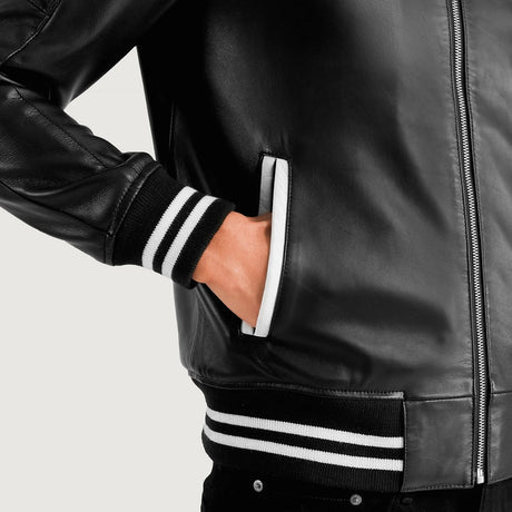 Pascal Maroon Leather Varsity Jacket