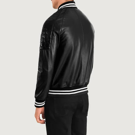 Pascal Maroon Leather Varsity Jacket