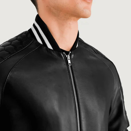 Pascal Maroon Leather Varsity Jacket