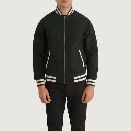 Pascal Maroon Leather Varsity Jacket