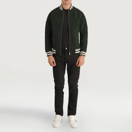 Pascal Maroon Leather Varsity Jacket