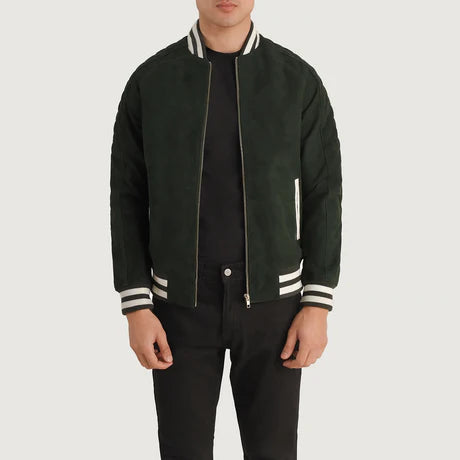 Pascal Maroon Leather Varsity Jacket