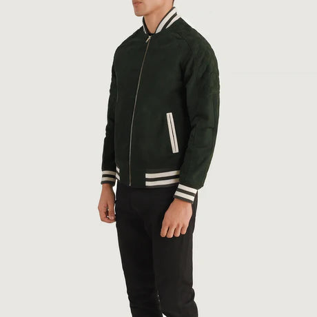 Pascal Maroon Leather Varsity Jacket