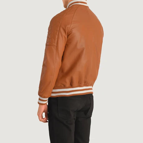 Pascal Maroon Leather Varsity Jacket