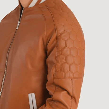 Pascal Maroon Leather Varsity Jacket
