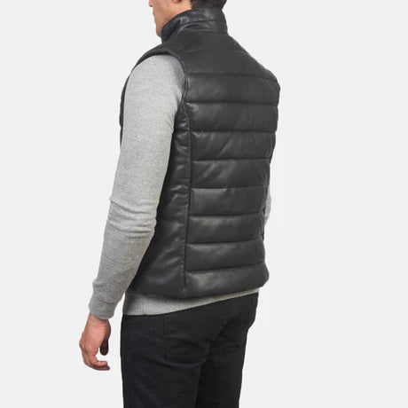 Reeves Green Leather Puffer Vest