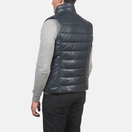Reeves Green Leather Puffer Vest