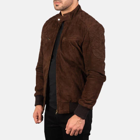 Sven Distressed Brown Leather Bomber Jacket