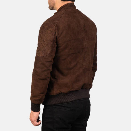 Sven Distressed Brown Leather Bomber Jacket