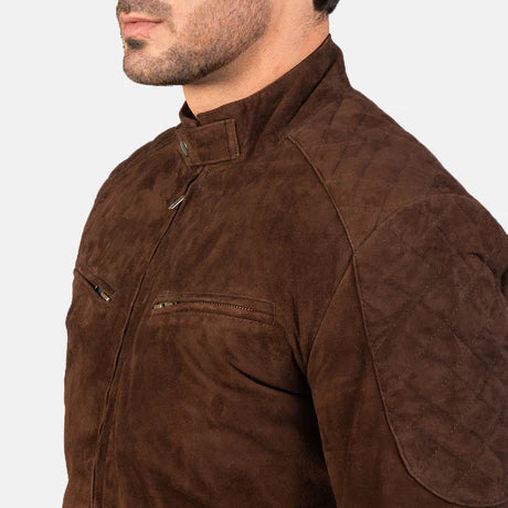 Sven Distressed Brown Leather Bomber Jacket