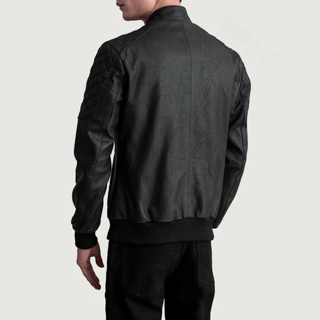 Sven Distressed Brown Leather Bomber Jacket