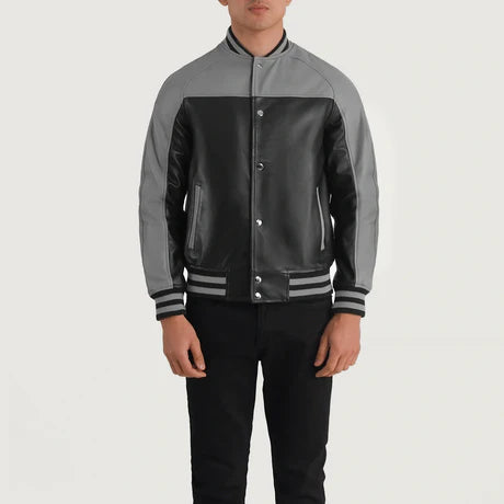 Terrance Black & Red Leather Varsity Jacket