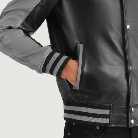 Terrance Black & Red Leather Varsity Jacket