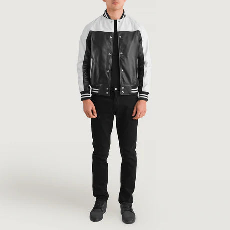 Terrance Black & Red Leather Varsity Jacket