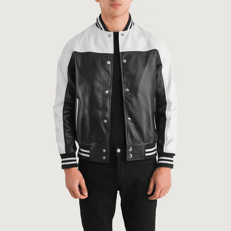 Terrance Black & Red Leather Varsity Jacket