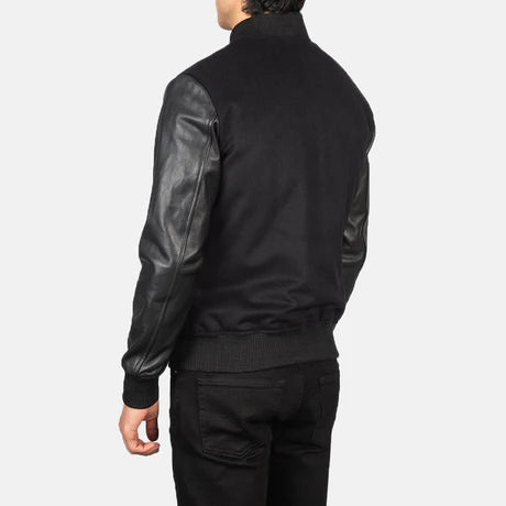 Vaxton Black & White Hybrid Varsity Jacket