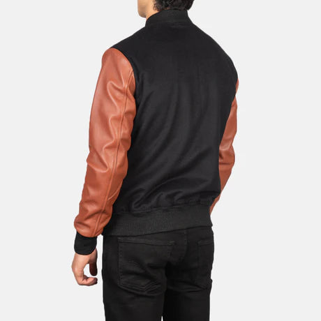 Vaxton Black & White Hybrid Varsity Jacket